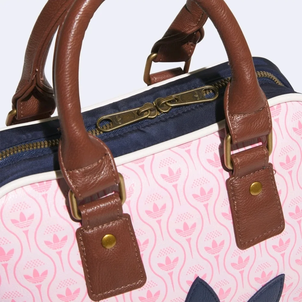 adidas Originals Pink Shoulder Bag with Brown Trim and Navy Trefoil JY9881 - Picture 7 of 7